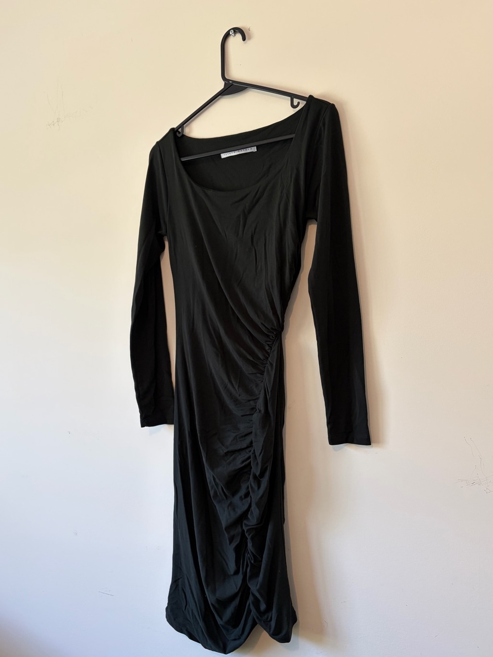 Susana Monaco Black Long Sleeve Ruched Midi Dress - Picture 5 of 7